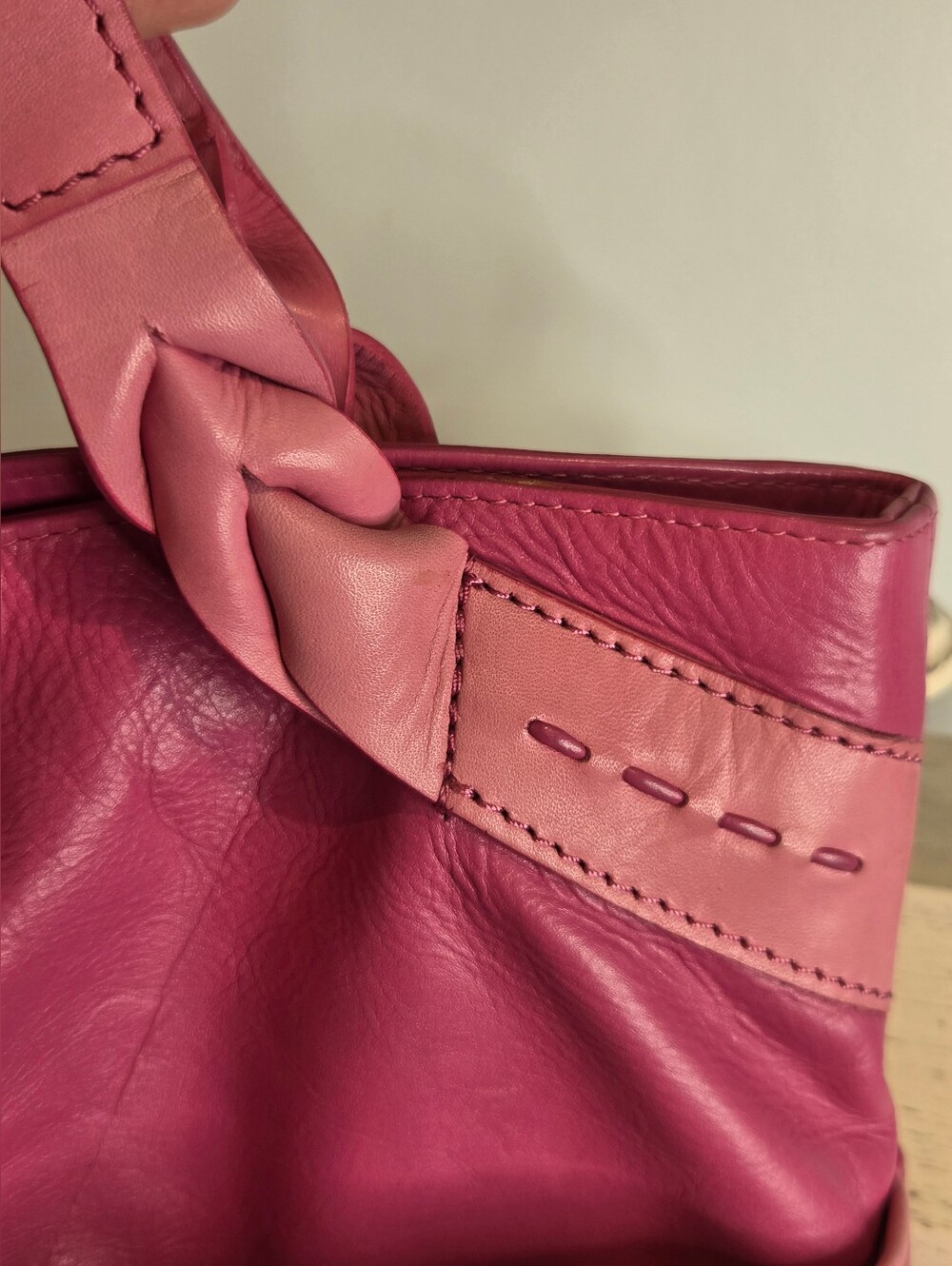 Radley London Pink Leather Whipstitch Tote Shoulder Bag - EUC - Picture 10 of 16